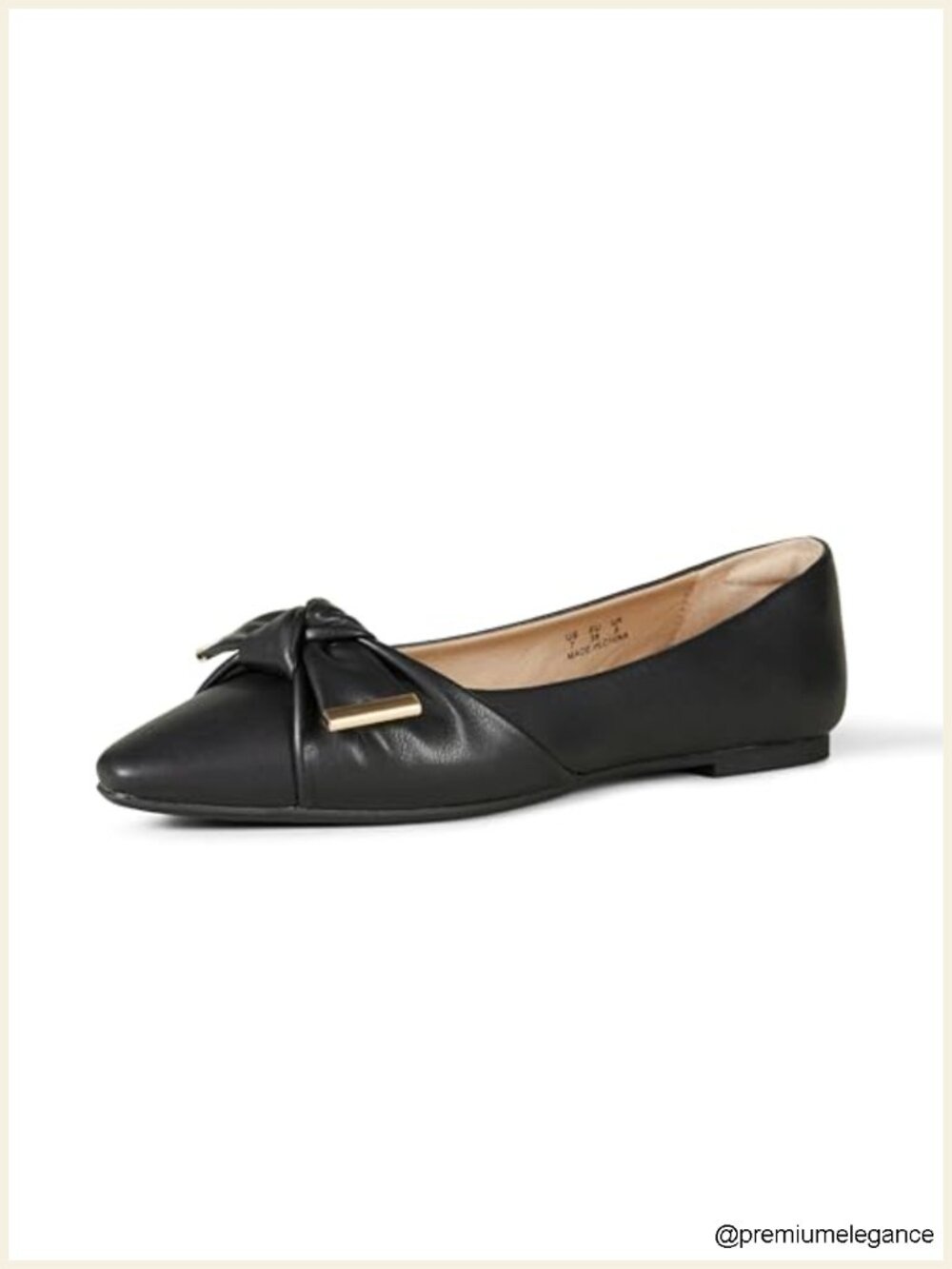 Womens Pointed Toe Bow Ballet Flats Memory Foam Insole Faux Leather
